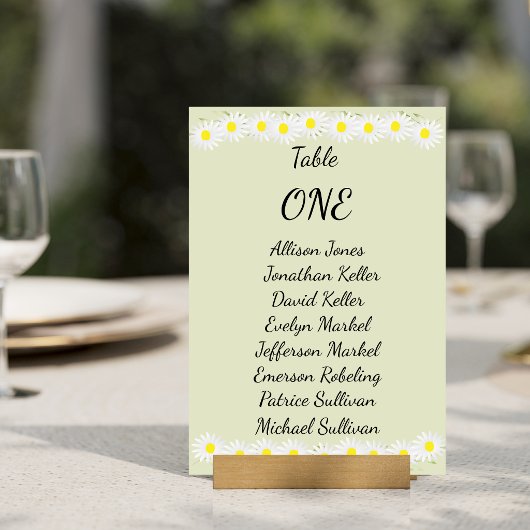 Numéro De Table Mariage Casual aux Marguerites