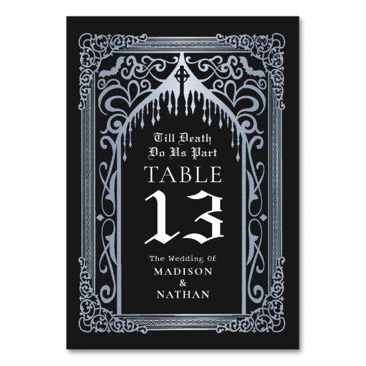 Numéro De Table Mariage Cathédrale Vampire Gothique Argent (Dos)
