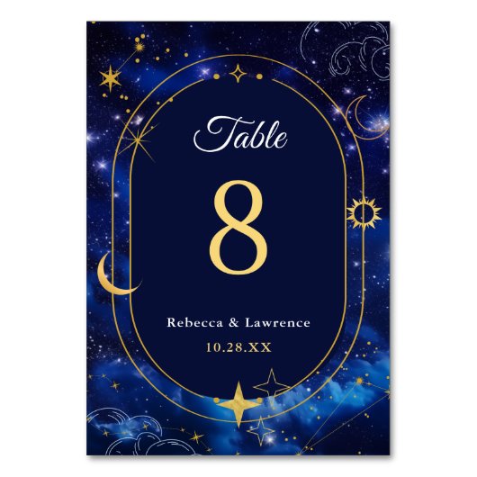 Numéro De Table Mariage céleste bleu élégant (Dos)