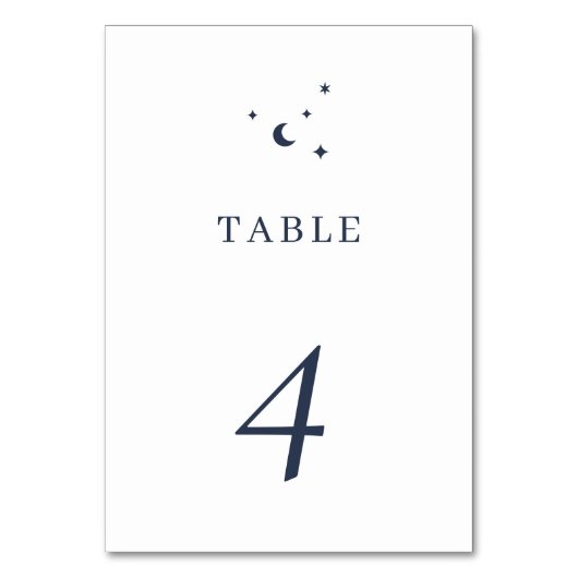 Numéro De Table Mariage céleste étoile lunaire (Dos)