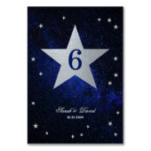 Numéro De Table Mariage céleste Faux Silver Foil Star Blue Sky (Dos)