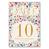 Numéro De Table Mariage Champêtre Bohème Fleurs Sauvages Beige Bot (Dos)