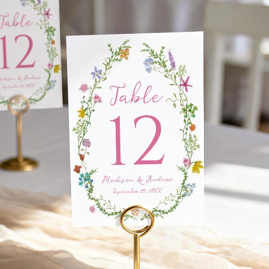 Numéro De Table Mariage Champêtre de Fleurs Sauvages