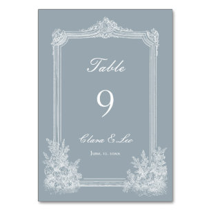 Numéro De Table Mariage Champêtre Français Bleu Ardoise