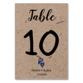 Numéro De Table Mariage Champêtre | Monogramme Papier Kraft Cœur N (Dos)