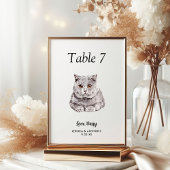 Numéro De Table Mariage Chat Aquarelle Moderne Simple