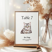 Numéro De Table Mariage Chat Aquarelle Moderne Simple