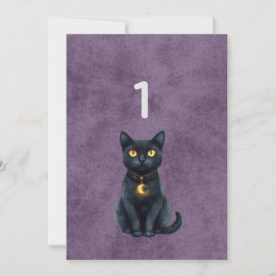 Numéro de table mariage chat noir gothique