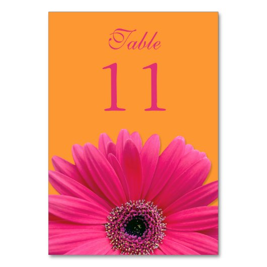 Numéro De Table Mariage chaud rose orange Gerbera Daisy (Par défaut)