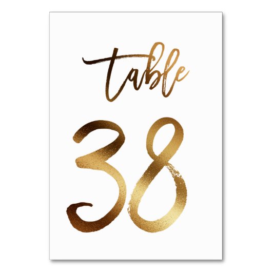 Numéro de table mariage chic de feuille d'or | Tab (Dos)