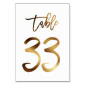 Numéro de table mariage chic de feuille d'or | Tab (Dos)