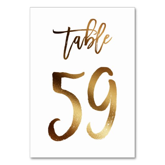 Numéro de table mariage chic de feuille d'or | Tab (Dos)