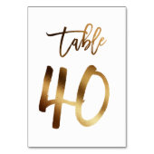 Numéro de table mariage chic de feuille d'or | Tab (Dos)