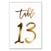 Numéro de table mariage chic de feuille d'or | Tab (Dos)