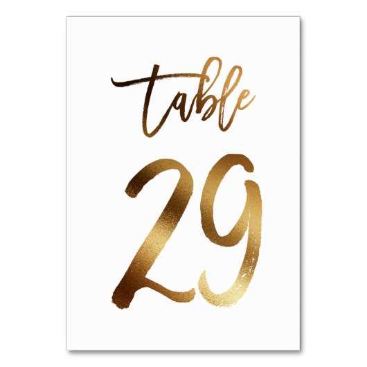 Numéro de table mariage chic de feuille d'or | Tab (Dos)