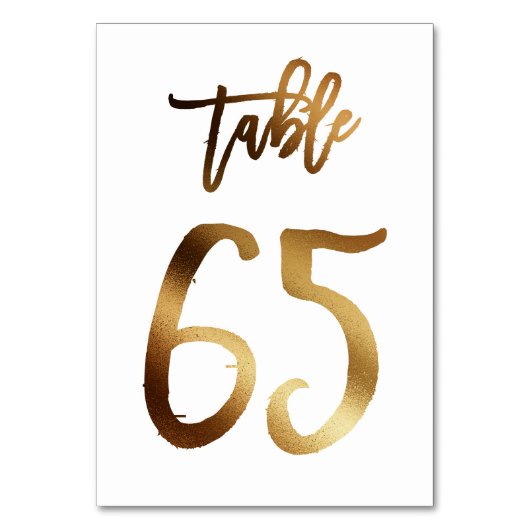 Numéro de table mariage chic de feuille d'or | Tab (Dos)