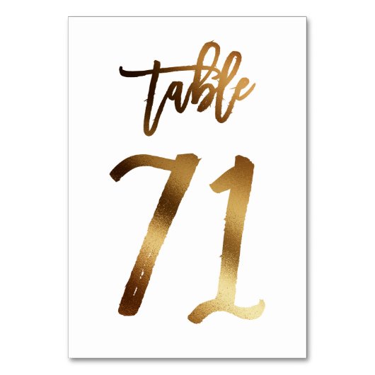 Numéro de table mariage chic de feuille d'or | Tab (Dos)
