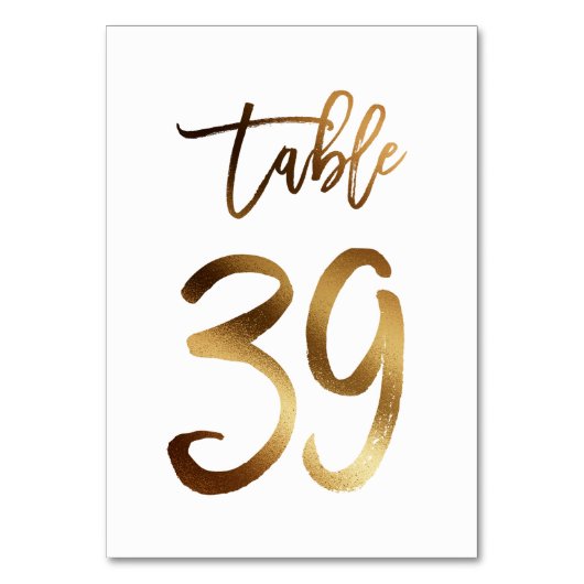 Numéro de table mariage chic de feuille d'or | Tab (Dos)