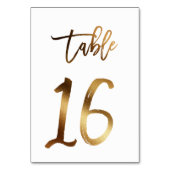 Numéro de table mariage chic de feuille d'or | Tab (Dos)