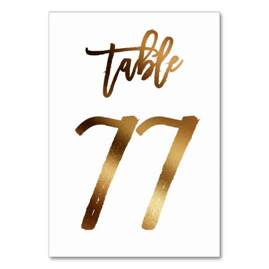 Numéro de table mariage chic de feuille d'or | Tab (Dos)