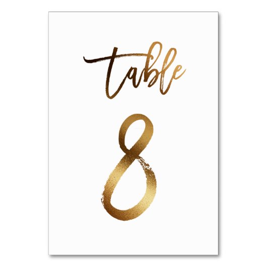 Numéro de table mariage chic de feuille d'or | Tab (Dos)