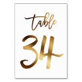 Numéro de table mariage chic de feuille d'or | Tab (Dos)
