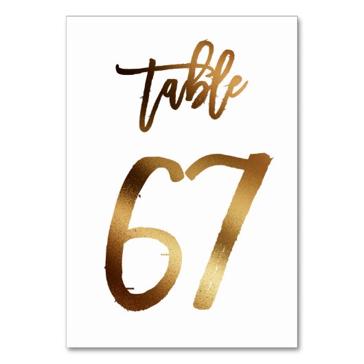 Numéro de table mariage chic de feuille d'or | Tab (Dos)