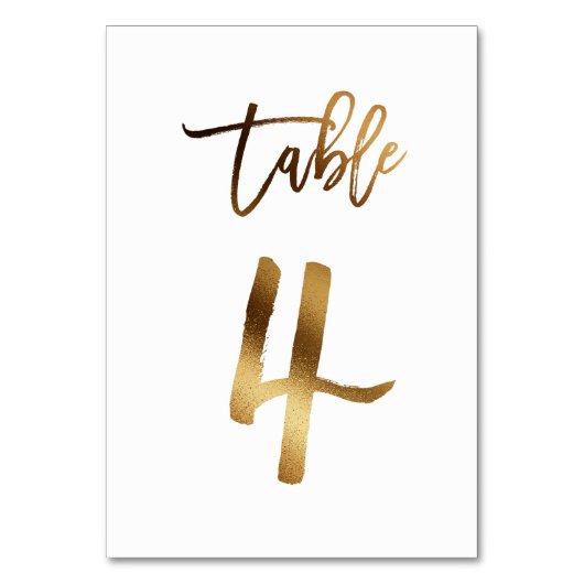 Numéro de table mariage chic de feuille d'or | Tab (Dos)