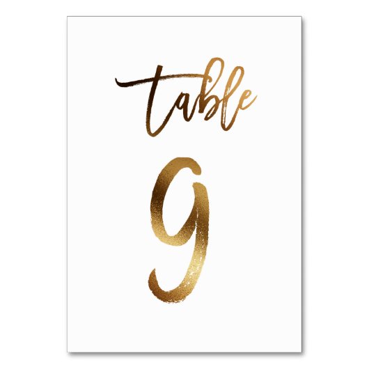 Numéro de table mariage chic de feuille d'or | Tab (Par défaut)