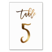 Numéro de table mariage chic de feuille d'or | Tab (Dos)