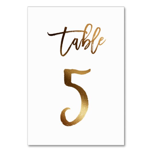 Numéro de table mariage chic de feuille d'or | Tab (Par défaut)