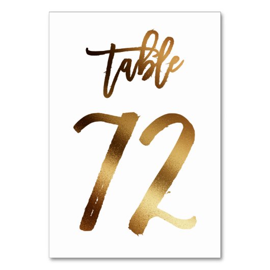 Numéro de table mariage chic de feuille d'or | Tab (Dos)