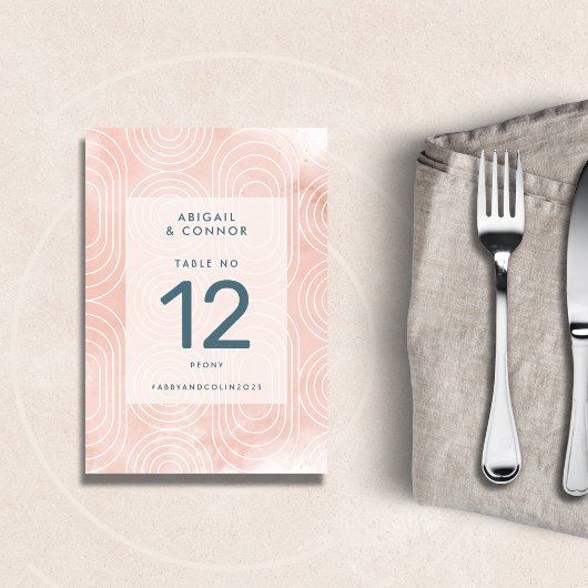 Numéro De Table Mariage chic de pêche Ovales et cercles