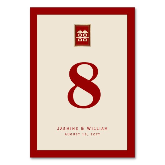 Numéro De Table Mariage chinois à double bonheur (Dos)