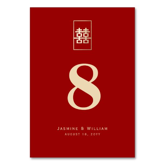 Numéro De Table Mariage chinois à double bonheur (Par défaut)