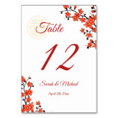 Numéro De Table Mariage chinois blanc en fleurs de cerisier rouge (Par défaut)