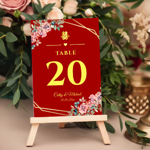 Numéro De Table Mariage chinois de couronnes géométriques en or ro