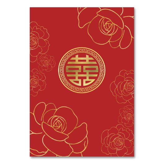 Numéro De Table Mariage chinois élégant Red Double (Dos)