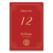 Numéro De Table Mariage chinois élégant Red Double (Par défaut)