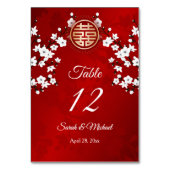 Numéro De Table Mariage chinois en fleurs de cerisier blanc (Dos)