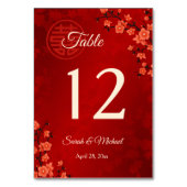 Numéro De Table Mariage chinois en fleurs de cerisiers rouges (Dos)
