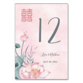 Numéro De Table Mariage chinois Lotus Flower (Dos)