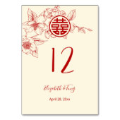 Numéro De Table Mariage chinois Magnolia (Dos)
