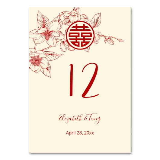 Numéro De Table Mariage chinois Magnolia (Par défaut)