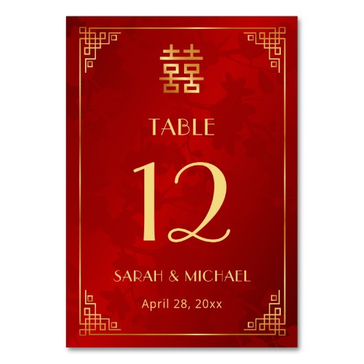 Numéro De Table Mariage chinois moderne (Par défaut)
