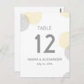Numéro de table Mariage circulaire jaune et gris m (Devant / Derrière)