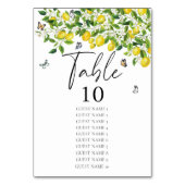Numéro De Table Mariage citron aquarelle (Dos)