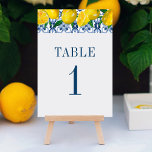 Numéro De Table Mariage citron bleu italien<br><div class="desc">Un beau numéro de table mariage citron,  avec citrons et carreaux italiens bleu et blanc. Personnalisez-le pour vos tables mariages Conçu pour vous par blackberry Boulevard.</div>