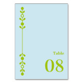 Numéro De Table Mariage Citron Vert et Bleu Côtiers (Dos)