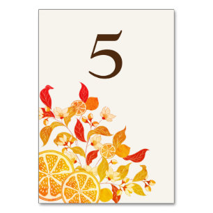 Numéro De Table Mariage Citronné Frais Feuillage Citrus